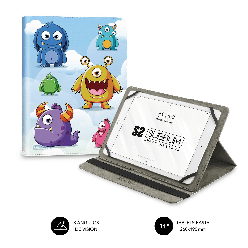 Subblim-Trendy-Case-Funda-Universal-para-Tablet---Diseño-de-Monstruos-Infantiles---Soporte-Antideslizante---Acabado-en-P