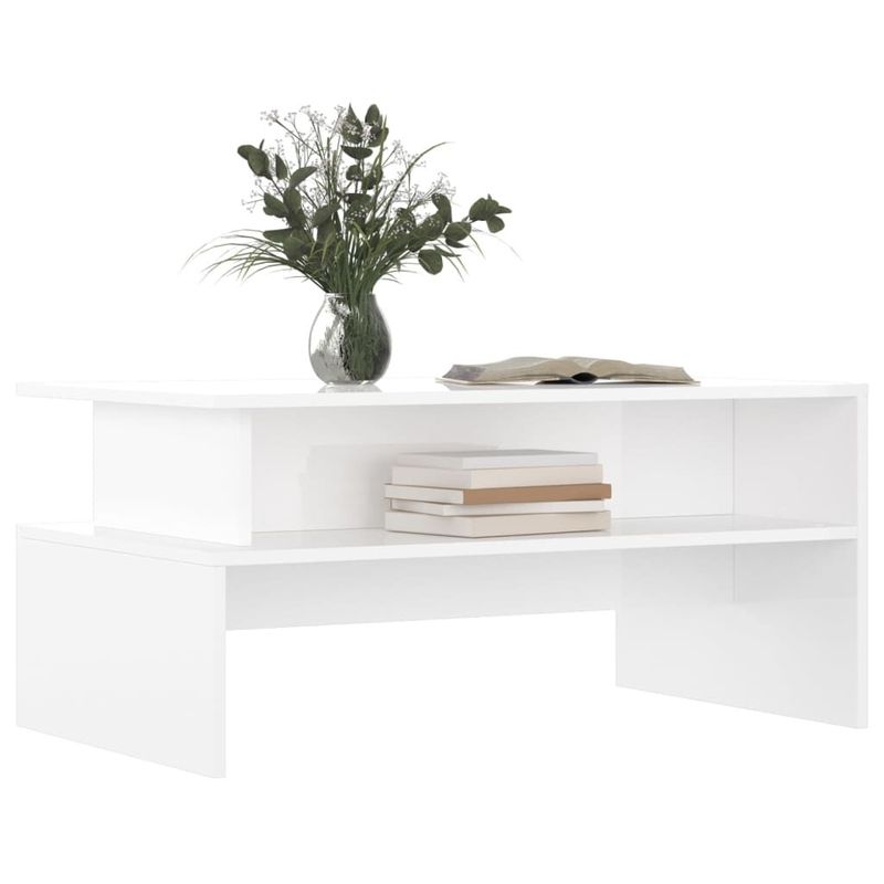 vidaXL-Tavolino-Salotto-Bianco-Lucido-90x55x425-cm-Legno-Multistrato