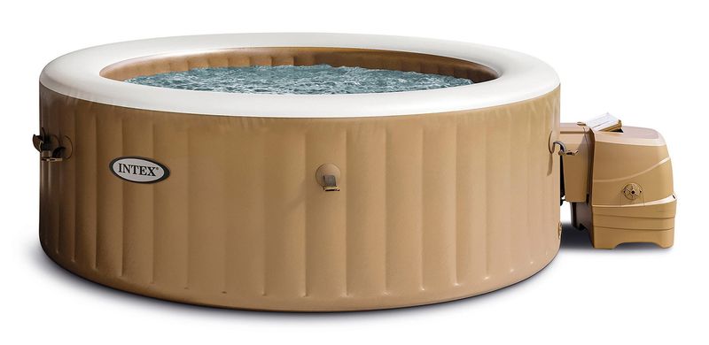 Intex-28426EX-PureSpa-Vasca-Idromassaggio-Gonfiabile-Bubble-Massage-4-posti-120-Getti-Riscaldatore-PVC-Beige-196x71-cm-Con-Accessori-4-posti-Beige