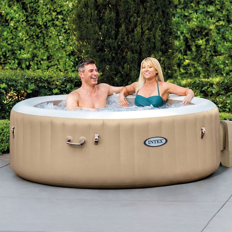 Intex-28426EX-PureSpa-Vasca-Idromassaggio-Gonfiabile-Bubble-Massage-4-posti-120-Getti-Riscaldatore-PVC-Beige-196x71-cm-Con-Accessori-4-posti-Beige