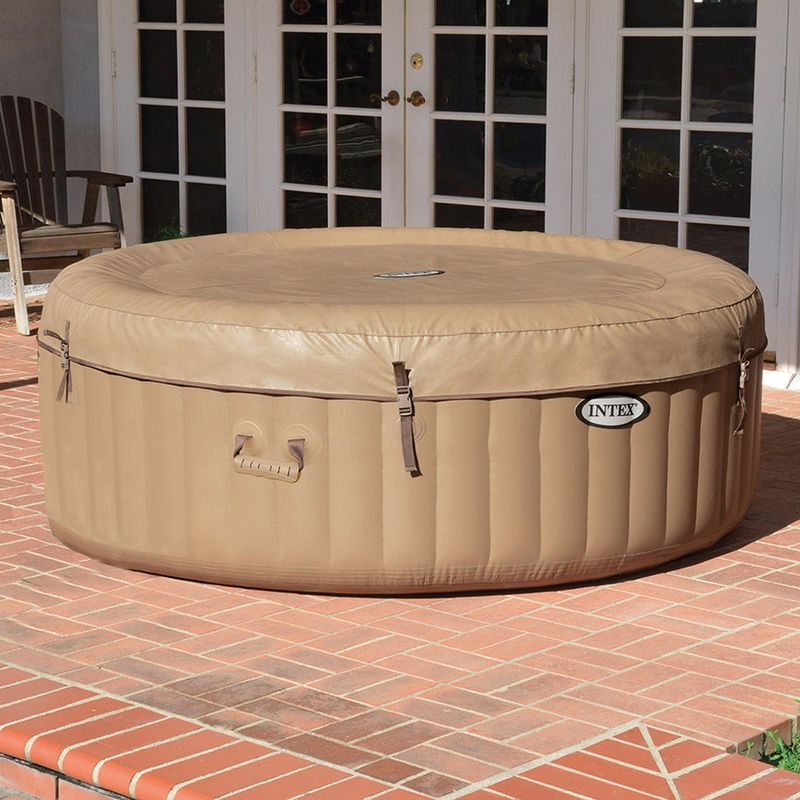 Intex-28426EX-PureSpa-Vasca-Idromassaggio-Gonfiabile-Bubble-Massage-4-posti-120-Getti-Riscaldatore-PVC-Beige-196x71-cm-Con-Accessori-4-posti-Beige