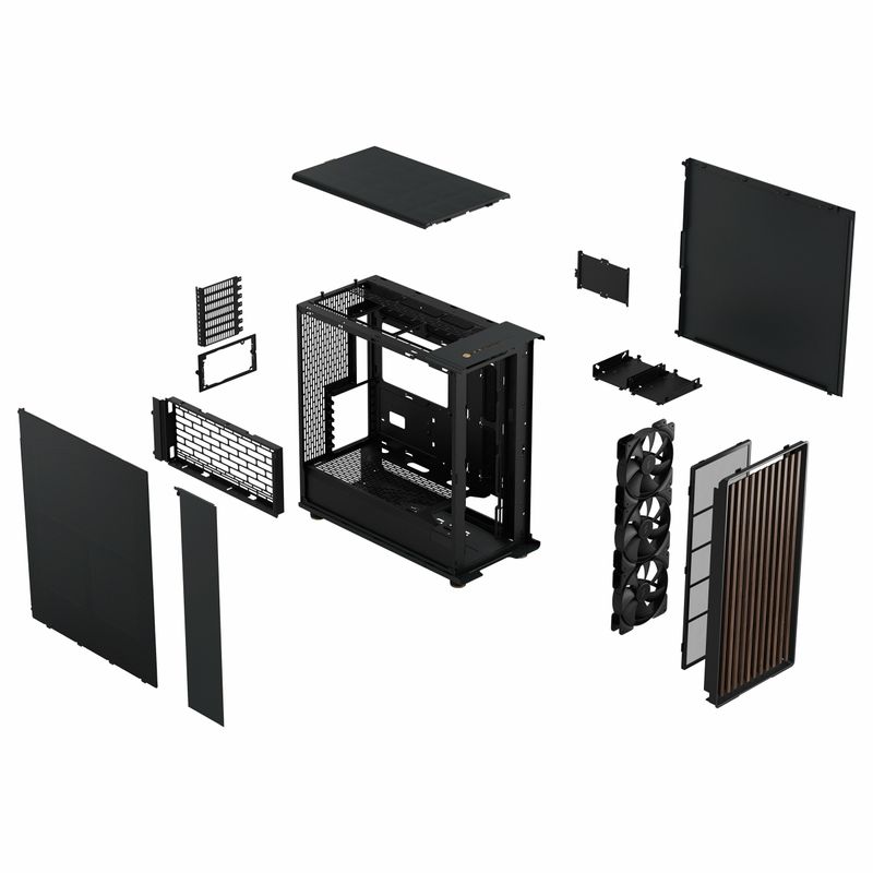 Fractal-Design-North-XL-Charcoal-Black--Black-Solid--Case-E-ATX-Fine-Mesh-Side-3-PWM-Fans-USB-C-Walnut-Front