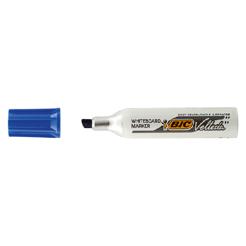 BIC 12 Pennarelli Whiteboard Marker Velleda 1781 - punta a scalpello da 3,2 a 5,5mm - blu - Bic