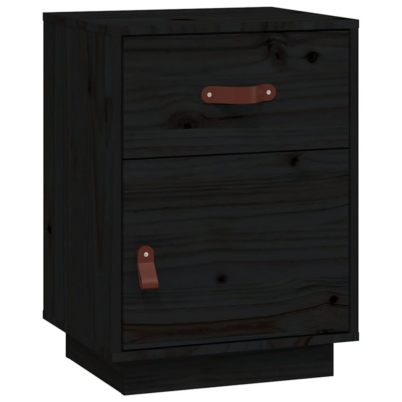 Comodini-Neri-2-pz-40x34x55-cm-in-Legno-Massello-di-Pino