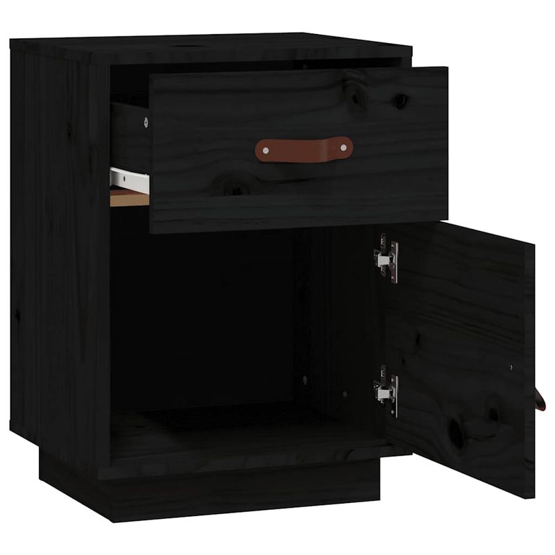 Comodini-Neri-2-pz-40x34x55-cm-in-Legno-Massello-di-Pino