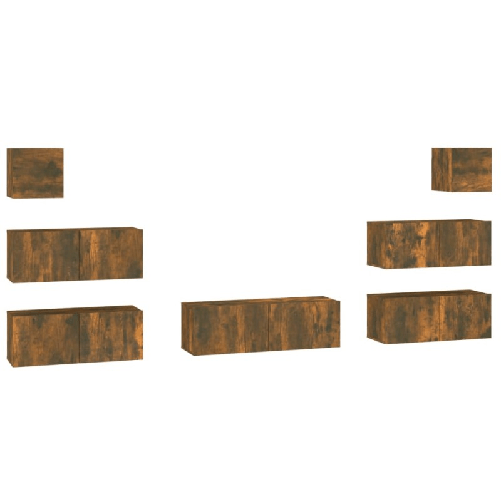 Set-di-Mobili-Porta-TV-7-pz-Rovere-Fumo-in-Legno-Multistrato