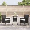 Set-Bistro-da-Giardino-3-pz-con-Cuscini-in-Polyrattan-Nero