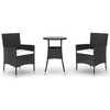 Set-Bistro-da-Giardino-3-pz-con-Cuscini-in-Polyrattan-Nero