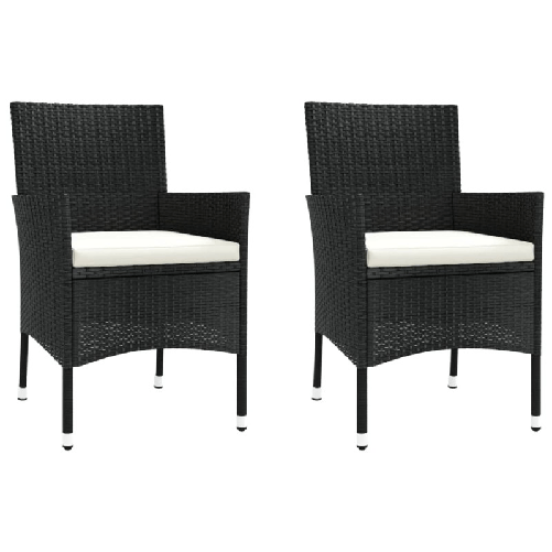 Set-Bistro-da-Giardino-3-pz-con-Cuscini-in-Polyrattan-Nero