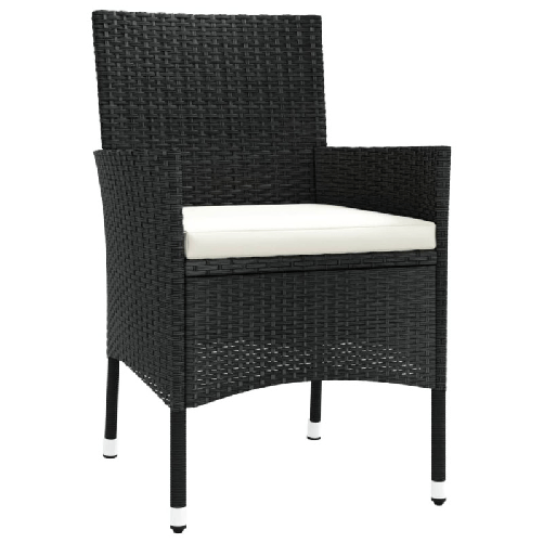 Set-Bistro-da-Giardino-3-pz-con-Cuscini-in-Polyrattan-Nero
