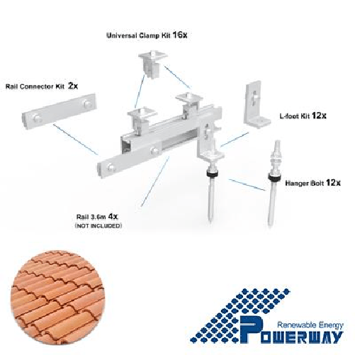 Mediamondo-IT Kit montaggio 6 moduli x tetti a tegola - escluso binario