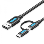 Vention  Cavo Vention da USB 2.0 maschio a MicroUSB+USB-C maschio - 0,5 m - 3 A 60 W 480 Mbps
Specifiche: