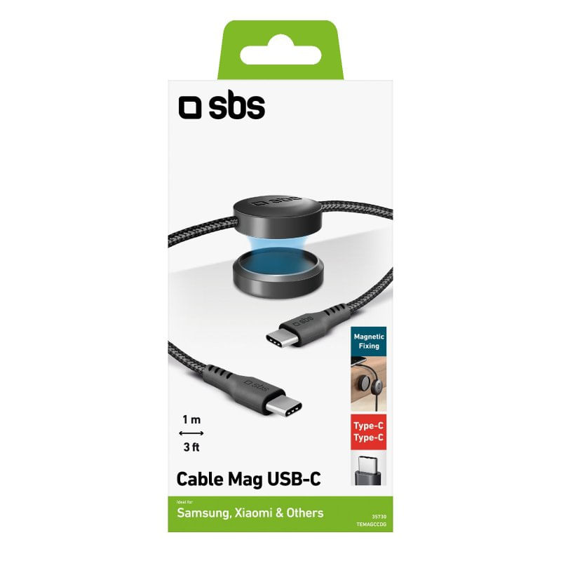 Sbs-Cavo-USB-C---USB-C-con-Supporto-Magnetico-Antigroviglio-1mt