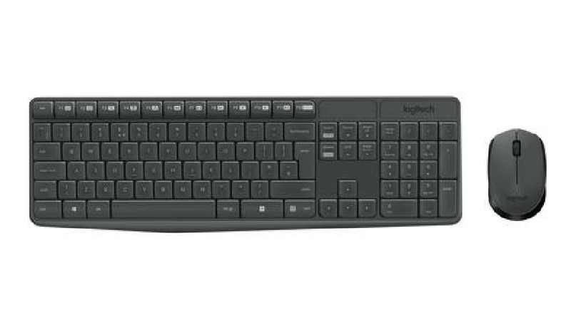 Logitech-MK235-tastiera-Mouse-incluso-USB-QWERTY-Spagnolo-Grigio