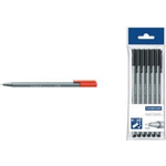 STAEDTLER Fineliner triplus, schwarz, 6 St¼ck im Polybeutel dreieckig, metallgefasste Spitze, DRY SAFE