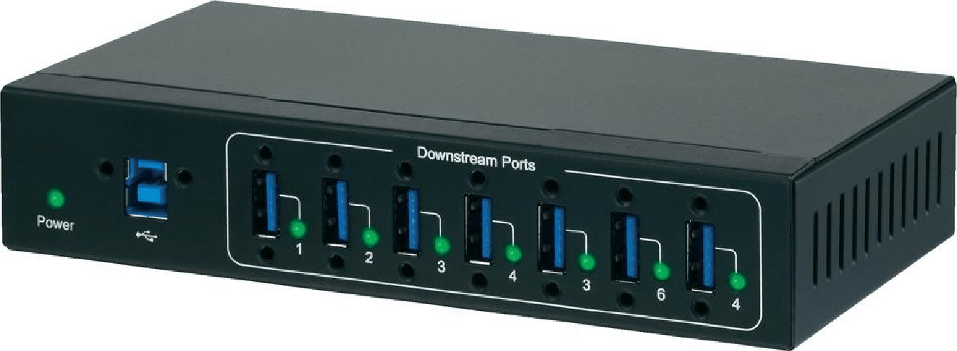 Renkforce 7 Port USB 3.0-Hub f¼r industrielle Anwendungen, zur Wandmontage Schwarz