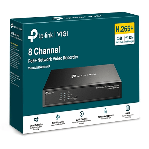 TP-Link VIGI NVR1008H-8MP - Videoregistratore di rete PoE 8 canali 4K