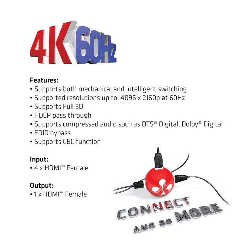 CLUB3D-HDMI-2.0-UHD-SwitchBox-4-Ports