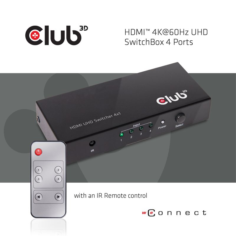 CLUB3D-HDMI-2.0-UHD-SwitchBox-4-Ports