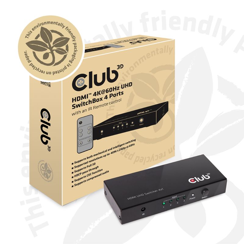 CLUB3D-HDMI-2.0-UHD-SwitchBox-4-Ports