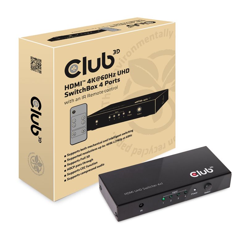 CLUB3D-HDMI-2.0-UHD-SwitchBox-4-Ports