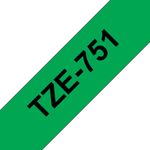 Brother-Gloss-Laminated-Labelling-Tape---24mm-Black-Green-nastro-per-etichettatrice-TZ