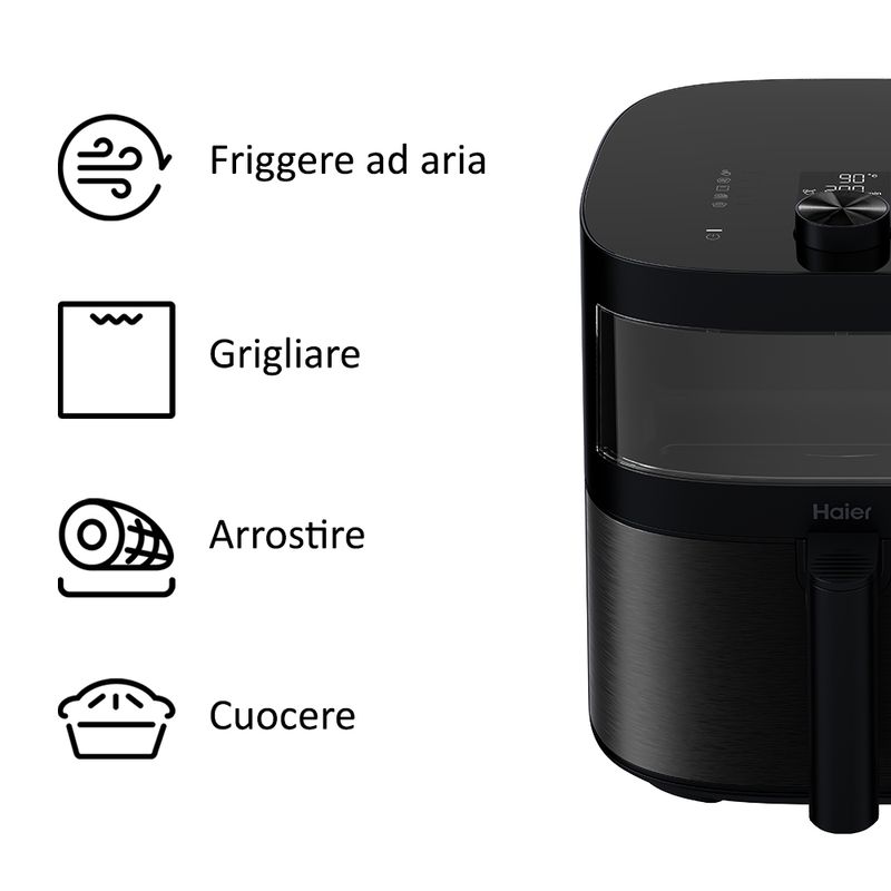 Haier-HAF5TWA-011-I-Master-Multi-Serie-5-Friggitrice-ad-Aria-9-in-1-Capacita--7-Litri-Potenza-2000-Watt-con-Timer-e-Termostato-Regolabile-colore-Nero