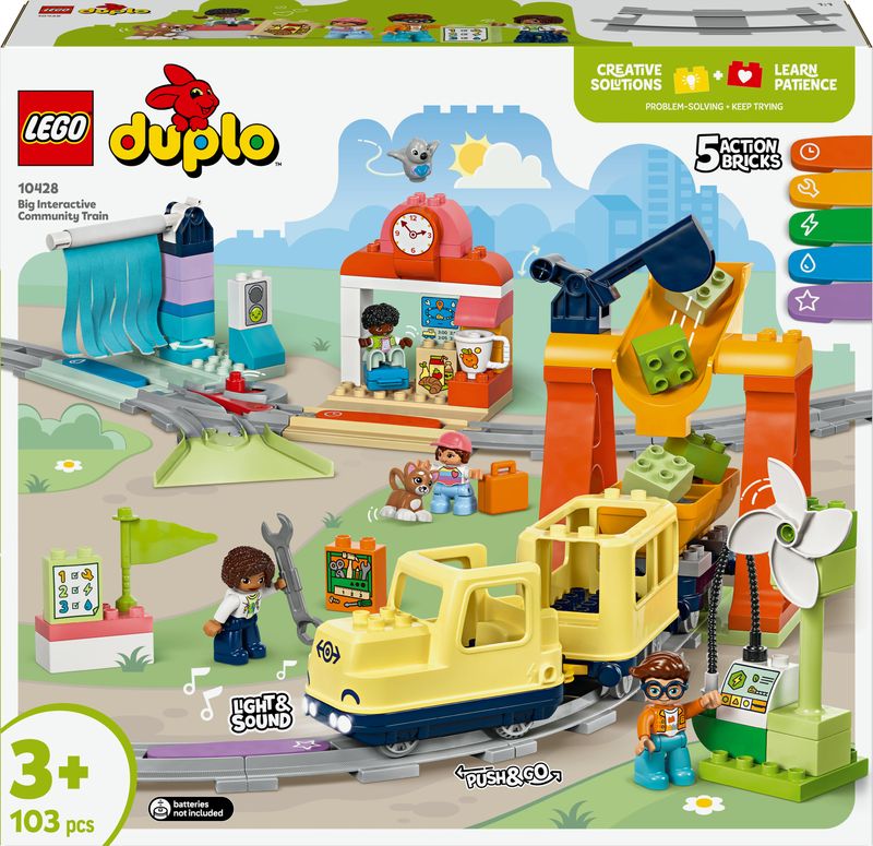 LEGO-Treno-Interattivo-10428-Duplo-Town-Grande-Comunita--Multicolore-50x30x15cm-Accessori-Inclusi-per-Bambini-2-5-Anni