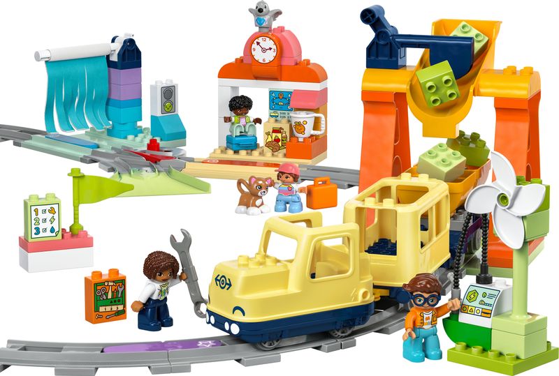 LEGO-Treno-Interattivo-10428-Duplo-Town-Grande-Comunita--Multicolore-50x30x15cm-Accessori-Inclusi-per-Bambini-2-5-Anni