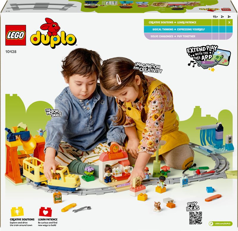 LEGO-Treno-Interattivo-10428-Duplo-Town-Grande-Comunita--Multicolore-50x30x15cm-Accessori-Inclusi-per-Bambini-2-5-Anni