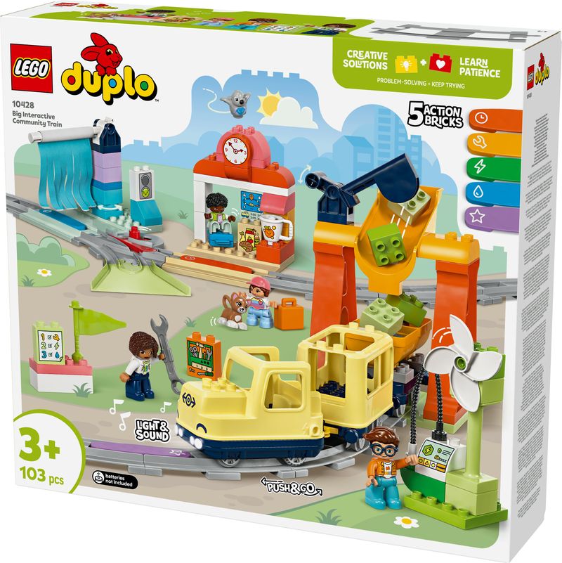 LEGO-Treno-Interattivo-10428-Duplo-Town-Grande-Comunita--Multicolore-50x30x15cm-Accessori-Inclusi-per-Bambini-2-5-Anni