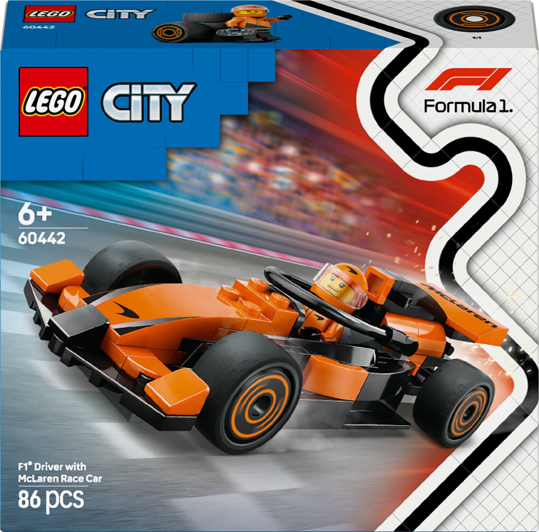 Lego Set Pilota e Monoposto McLaren F1 60442 City Formula1 Racing Construction Kit