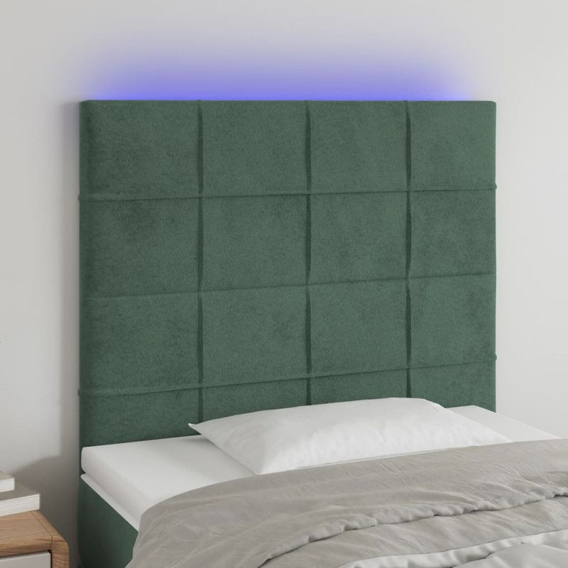 Testiera-a-LED-Verde-Scuro-180x5x78-88-cm-in-Velluto