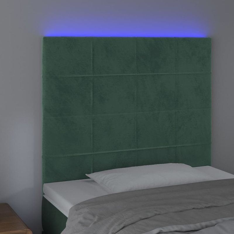 Testiera-a-LED-Verde-Scuro-180x5x78-88-cm-in-Velluto