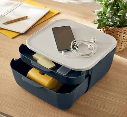 LEITZ-Cassettiera-2-scomparti-grigio-Cosy-Leitz