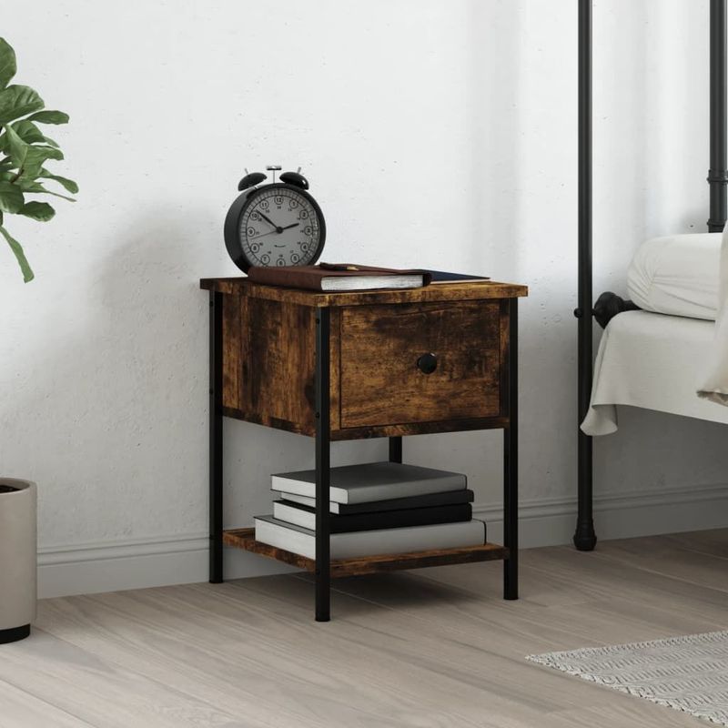 vidaXL-Comodino-Rovere-Fumo-34x355x45-cm-in-Legno-Multistrato