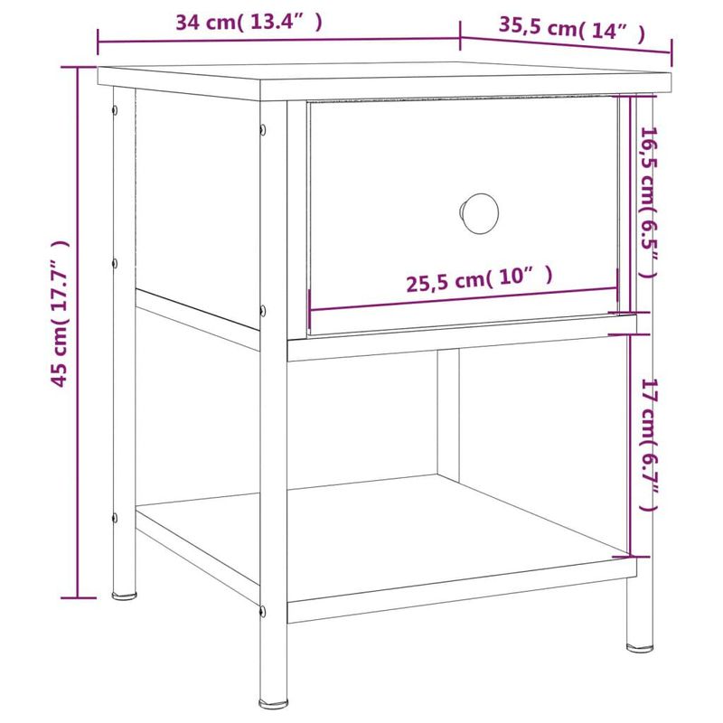 vidaXL-Comodino-Rovere-Fumo-34x355x45-cm-in-Legno-Multistrato