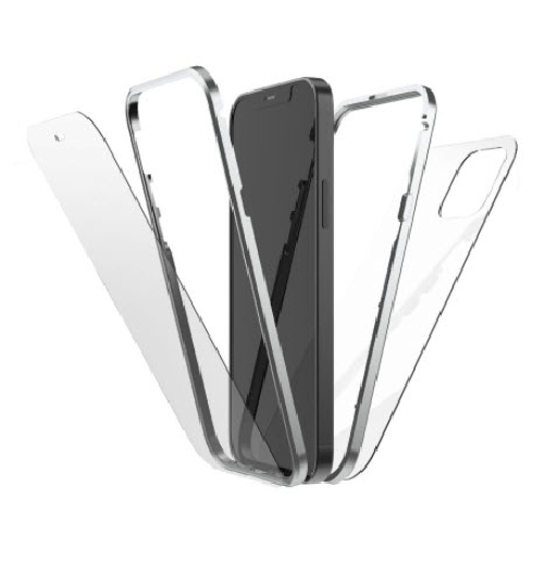 Black Rock Hama 360 Glass custodia per cellulare 155 cm (6.1") Cover Argento Trasparente