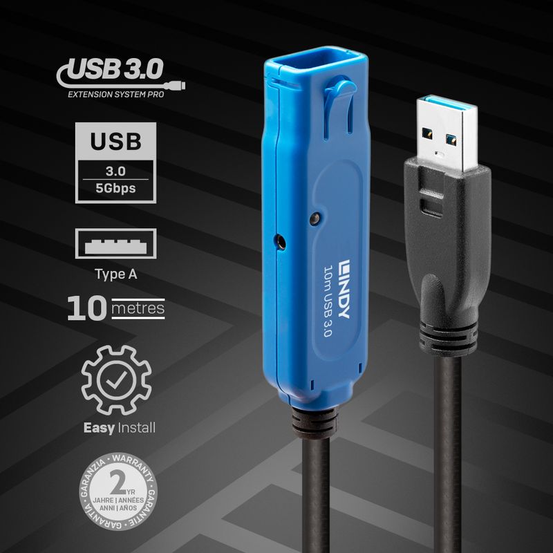 Lindy-8m-USB-3.0-cavo-USB-3.2-Gen-1--3.1-Gen-1--USB-A-Nero