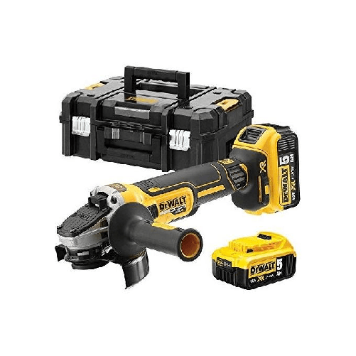 DeWALT-DCG405P2-QW-Meuleuse-d-angle-dcg405p2-18-V-5-Ah-burstenlos-–-Batteries-Incluses-Chargeur-Accessoires-et-T-STAK-Box-II-–-Max.-Disques-de-diame-tre-125-mm