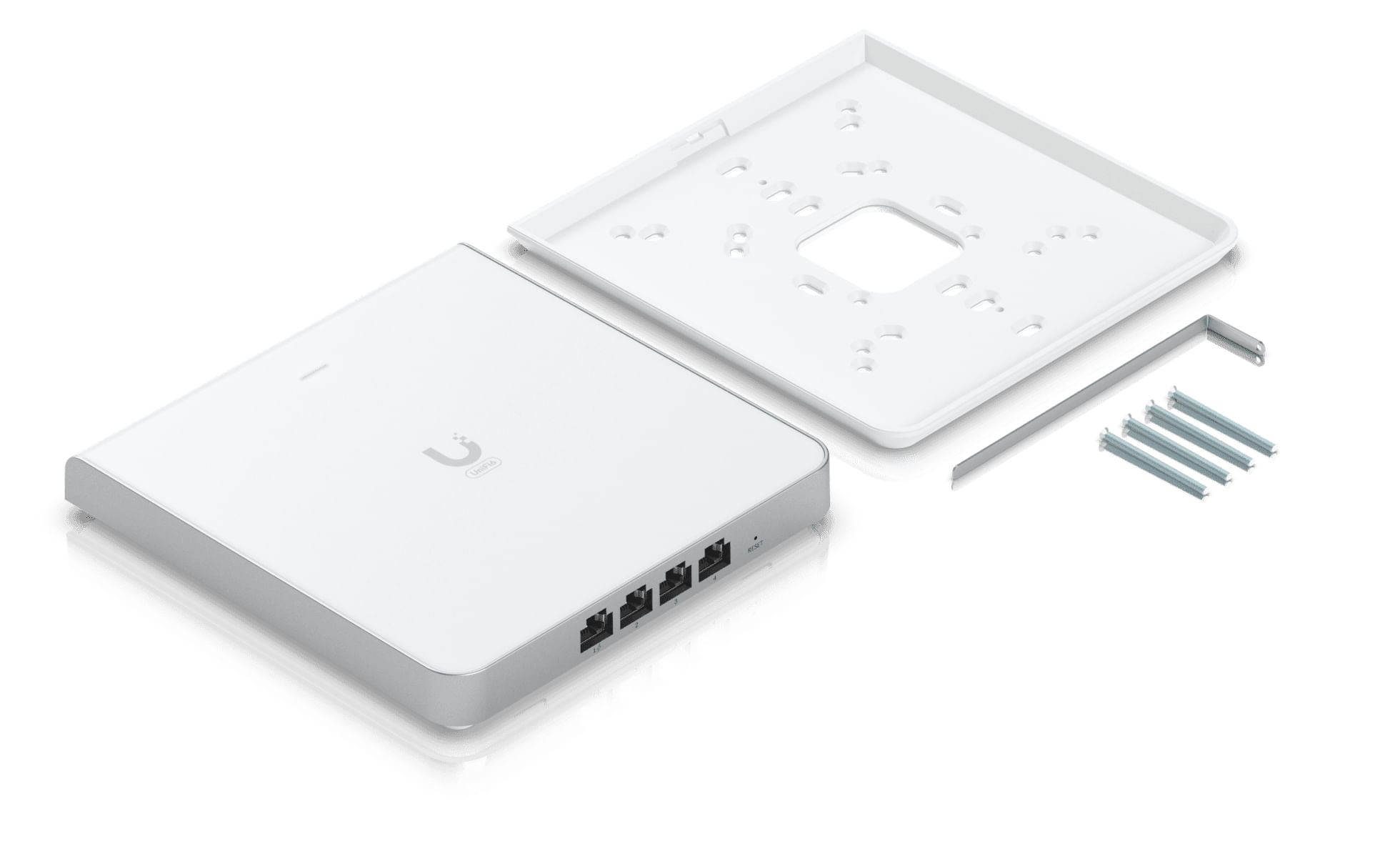 Ubiquiti - U6-Enterprise-IW - Wall-Plate Tri-Band Wi-Fi 6E Access Point, 1x Data-in: GbE RJ45 port, 4x Data-out: GbE RJ4