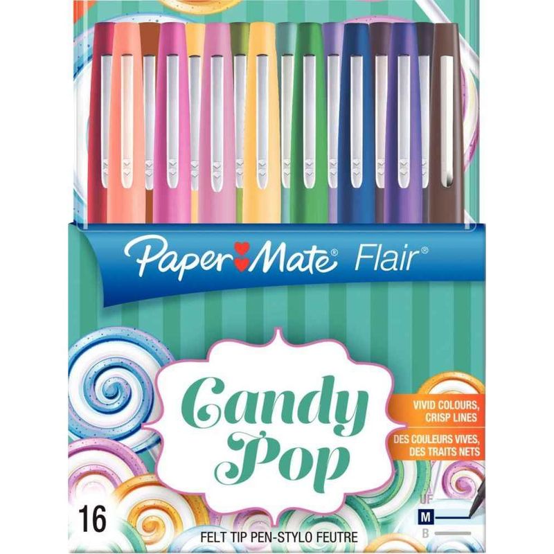 Astuccio-16-colori-Candy-Pop-Pennarello-Flair-Nylon-Papermate