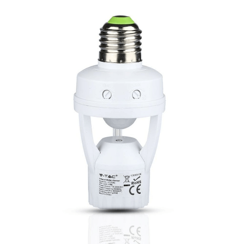V-TAC-Portalampada-E27-con-Sensore-di-Movimento-a-Infrarossi-360°--Max-60W--IP20