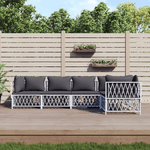 vidaXL-Set-Salotto-da-Giardino-5-pz-con-Cuscini-in-Acciaio-Bianco