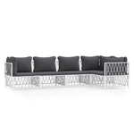 vidaXL-Set-Salotto-da-Giardino-5-pz-con-Cuscini-in-Acciaio-Bianco