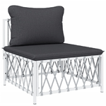 vidaXL-Set-Salotto-da-Giardino-5-pz-con-Cuscini-in-Acciaio-Bianco