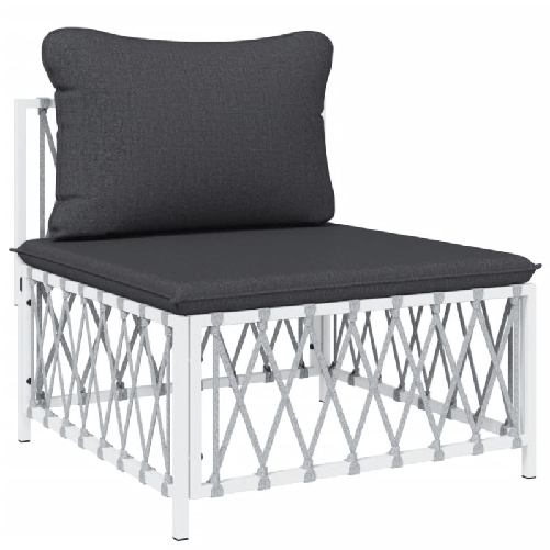 vidaXL-Set-Salotto-da-Giardino-5-pz-con-Cuscini-in-Acciaio-Bianco