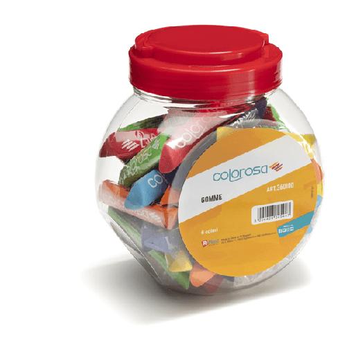 RI.PLAST Barattolo 48 gomme soft-touch lungh. 8cm colori ass. Colorosa RiPlast