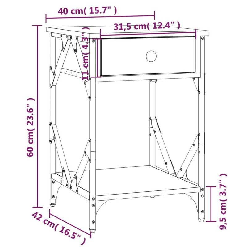 vidaXL-Comodini-2-pz-Grigio-Sonoma-40x42x60-cm-in-Legno-Multistrato
