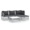 vidaXL-Set-Salotto-da-Giardino-5-pz-con-Cuscini-in-Acciaio-Bianco